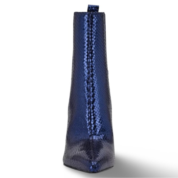 🎩🗝️NWOB $219 Marc Fisher LTD Blue Metallic Leather Boots - Picture 10 of 15